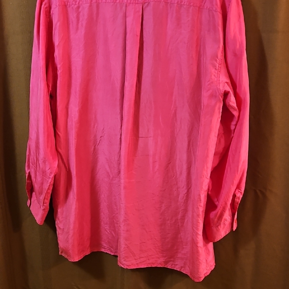 VTG Pink Silk Button-Up Shirt - Picture 10 of 14